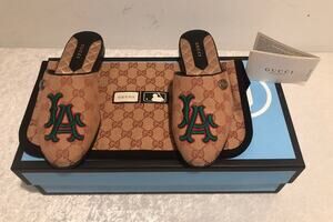 NIB Gucci x LA Dodgers GG Supreme Flamel Mule 36EU/6US $945.00 *Limited Edition*